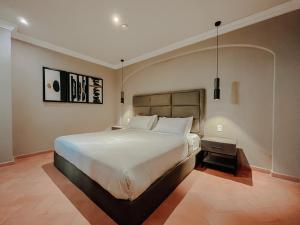 圣米格尔-德阿连德Mikaella Hotel的一间卧室,卧室内配有一张大床