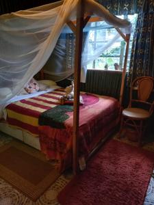 BungomaSasana Motel and Guest House的一间卧室配有一张带天蓬的床
