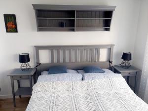 维斯瓦Sielankowo的一间卧室配有一张带2个床头柜的大床