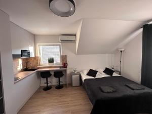 德兹维济诺NT Holiday的一间带床的小卧室和一间厨房