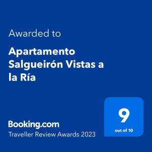 坎加斯德穆拉索Apartamento Salgueirón Vistas a la Ría的手机的屏幕照相,短信被授予公寓激活视图