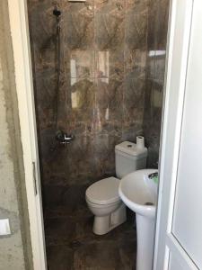 巴统Luka Family Guest House的一间带卫生间和水槽的浴室