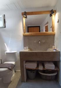 阿彻奇洛斯Ktima Natura的一间带水槽、卫生间和镜子的浴室
