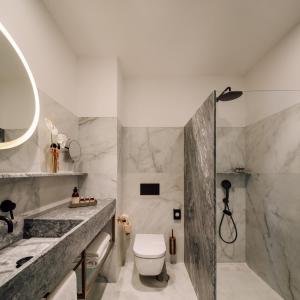 里斯本Hotel Hotel - Member of Design Hotels的一间带水槽、卫生间和淋浴的浴室