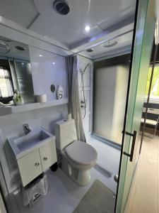 埃兹达尔Eidsdal Rest House的一间带卫生间和水槽的浴室