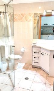 Morisset EastSilverWaters Waterfront Accommodation的浴室配有卫生间、盥洗盆和淋浴。