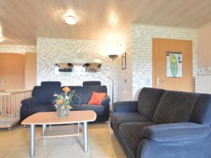 布尔格-罗伊兰德Comfy Holiday Home in Burg Reuland with Sauna Terrace BBQ的客厅配有两张沙发和一张桌子