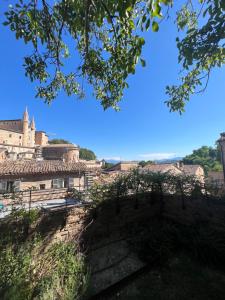 乌尔比诺Urbino Apartment - Torricini View的从树下欣赏城堡的景色