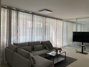 洛迦诺Dolcevita Locarno的带沙发和平面电视的客厅
