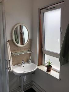 森讷堡Retro-Sonnenbring B&B的一间带水槽和镜子的浴室