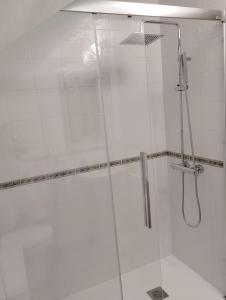 柯米拉斯Las Martas的带淋浴的浴室和玻璃门