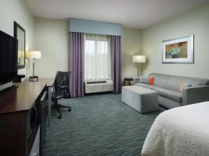 查塔努加查塔努加西/望山汉普顿酒店的酒店客房设有一张沙发和一台电视机。