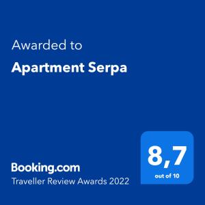 里耶卡Apartment Serpa的蓝色的屏幕,邮件中写有文字,用来指定supapa