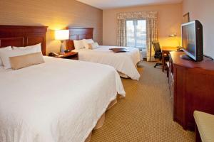 奥本希尔斯底特律/奥本山北希尔顿恒庭酒店的酒店客房设有两张床和一台平面电视。