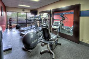 新伯尔尼新伯尔尼希尔顿恒庭酒店的一间健身房,里面设有跑步机和椭圆机