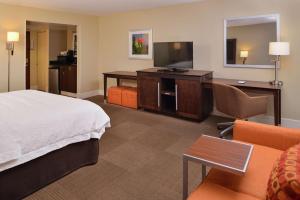 南希尔南山汉普顿酒店的配有一张床和一张书桌的酒店客房