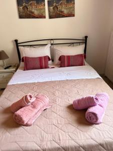 拉夫里翁Luxury Country Home的床上有两条粉红色的毛巾