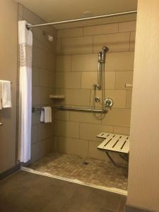 萨利纳斯萨利纳斯汉普顿旅馆及套房酒店的浴室内配有淋浴和长凳