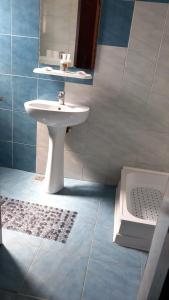 图尔恰CASA ADELA的浴室配有白色水槽和淋浴。