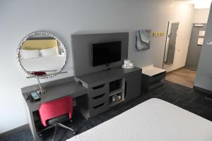 莱克帕克瓦尔多斯塔/莱克帕克区希尔顿恒庭酒店的配有床、镜子和椅子的房间