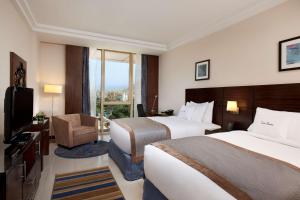 亚喀巴亚喀巴希尔顿逸林酒店的酒店客房设有两张床和电视。