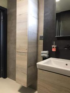 MiloviceUbytování SR的浴室设有白色水槽和镜子