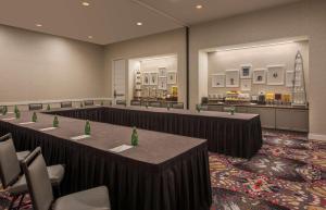 奥斯汀奥斯丁希尔顿逸林酒店的一间设有一排桌椅的会议室