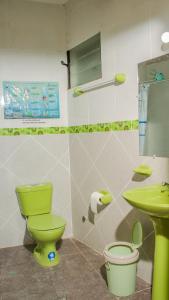 苏克雷Mi Angeline的浴室配有绿色卫生间和水槽。