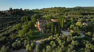 阿雷佐Il Palazzo - Agriturismo, Winery的森林中豪宅的空中景观