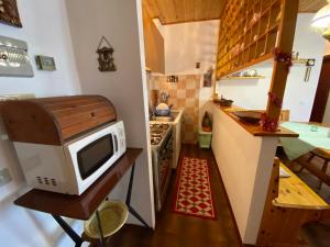 FaidelloCasa Matteoli的带微波炉和炉灶的小厨房