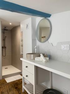 瓦朗斯堡LE CARNOT - Valence的一间带水槽和镜子的浴室