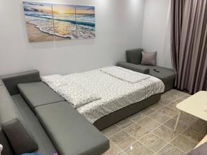 维利波吉Fishta Apartments Q5 33的一间带床和沙发的小卧室