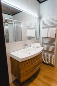 贡岑豪森瑞特尔豪夫-奥特姆尔斯酒店的一间带水槽和大镜子的浴室
