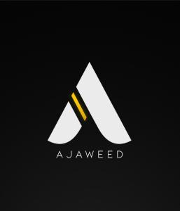 塞拉莱أجاويد Ajaweed的黑色和黄色的标志,带有字母a和雕刻