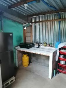 TamaniqueHostal Niña Oly的厨房配有水槽和冰箱