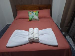 曼努埃尔安东尼奥Casa Chu en Playa Manuel Antonio的床上一双毛巾