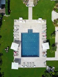 加尔达湖滨自由大酒店的享有庭院游泳池的顶部景色