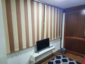 亚历山大Smouha studo apartment - families only的客厅设有壁挂式平面电视。