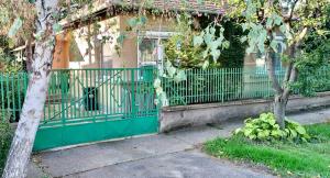 韦切什Grany's Retro Guesthouse near Budapest AirPort的房屋前的绿色围栏
