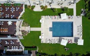 加尔达湖滨自由大酒店的享有庭院游泳池的顶部景色