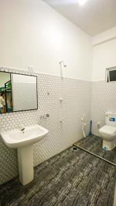 亭可马里Laughing Leopard Trinco的一间带水槽和卫生间的浴室