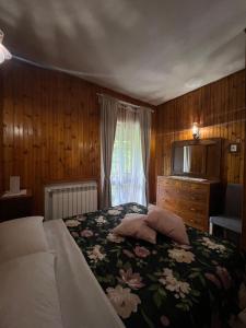 VillalagoL'Orsa的一间卧室设有一张床和一个窗口