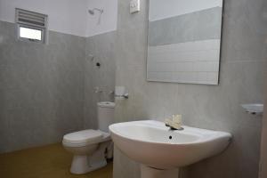 亭可马里金海滩别墅 的一间带水槽、卫生间和镜子的浴室