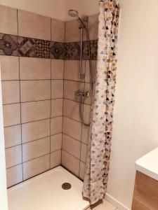 卡斯特拉讷La Maison de Toi et Moi的浴室内配有淋浴帘。