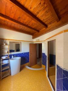 锡拉库扎Villa Nikla的带浴缸和盥洗盆的大浴室