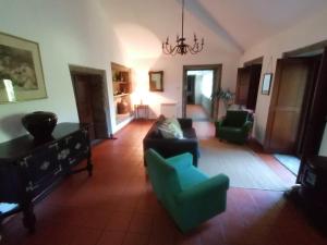 拜昂Casa das Feitorias Douro Valley的客厅配有沙发、椅子和吊灯