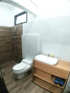 Aipayung Homestay的一间带卫生间和水槽的浴室