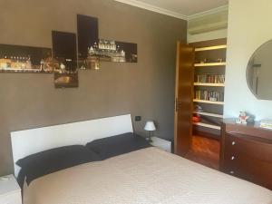 罗马安东内拉公寓的一间卧室配有床和书架