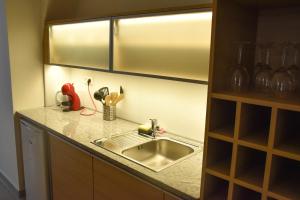 维斯普雷姆Furmint & Juhfark Apartmanok的厨房配有水槽和台面