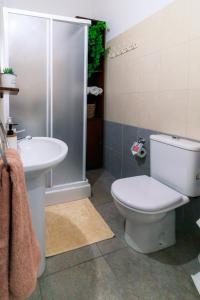 普洛德洛莫斯Stella's Country House的浴室配有卫生间、盥洗盆和淋浴。